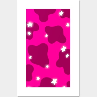 pink cow print Posters and Art